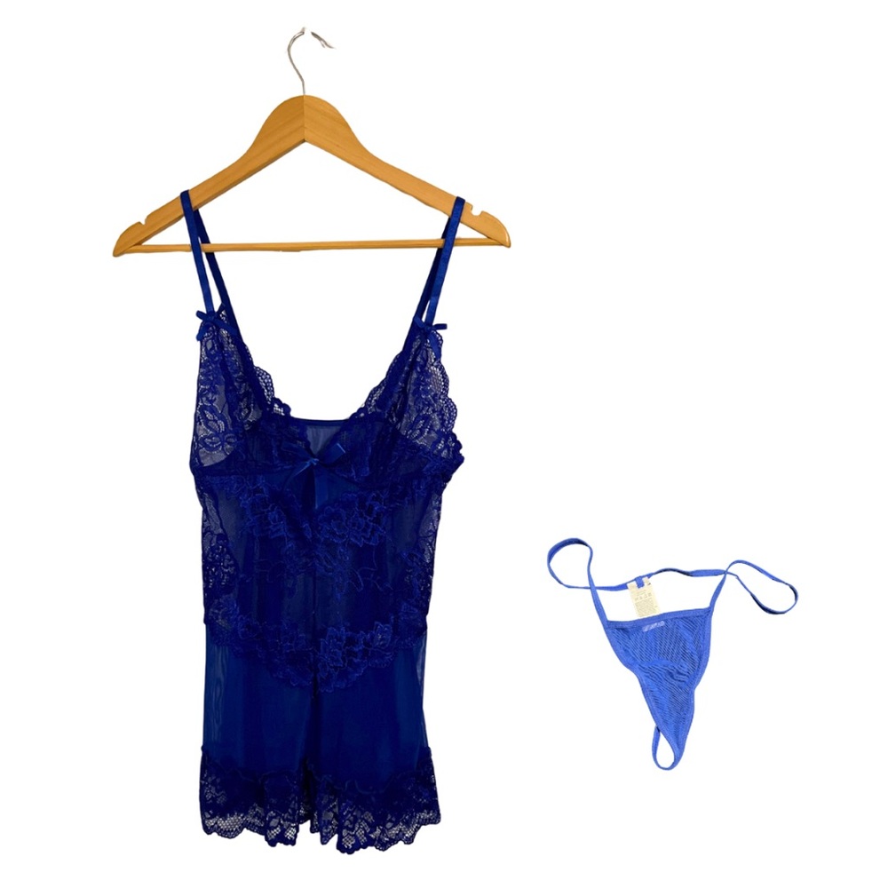 Sexy Blue Lace Lingerie Set